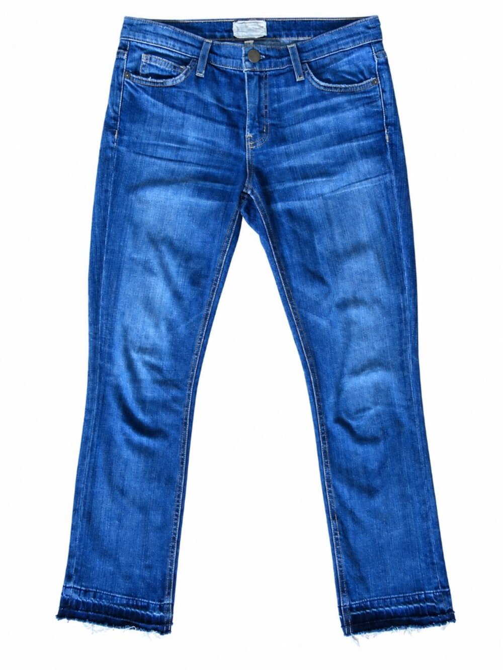 Current/Elliott The Cropped Straight Loved Raw Hem Jeans Blue | 26